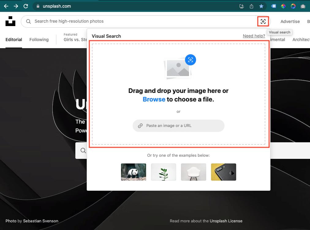 unsplash visual search