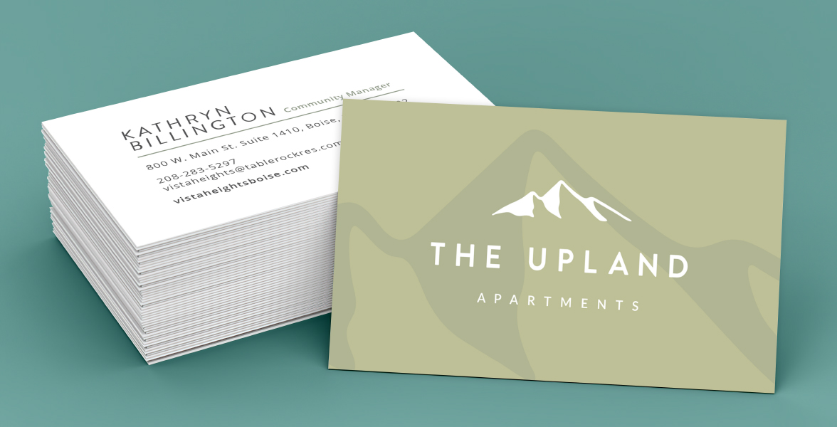 the upland apartments logo business cards mockup