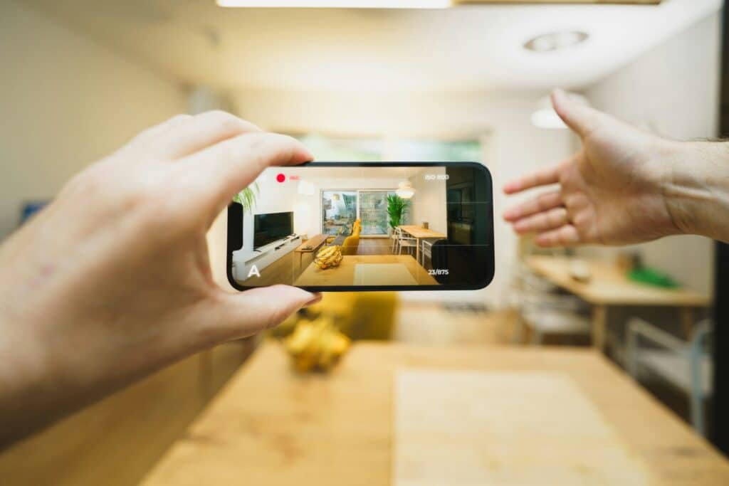 Smartphone recording a virtual tour.